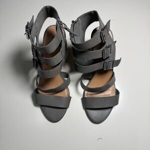 Crown Gray Strappy Heels